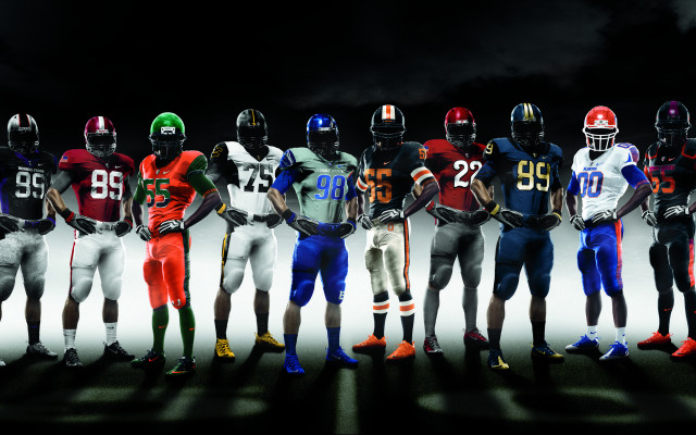Football players standing helmets hands #2 free wallpaper - medium preview image