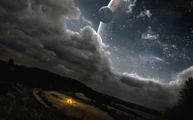 Distant object bright light sky #2 free wallpaper - medium preview image