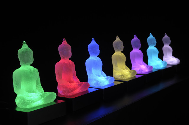Buddha statues shelf dark colored free wallpaper - medium preview image