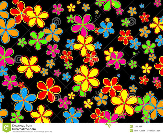 Colorful flower pattern black background #3 free wallpaper - medium preview image