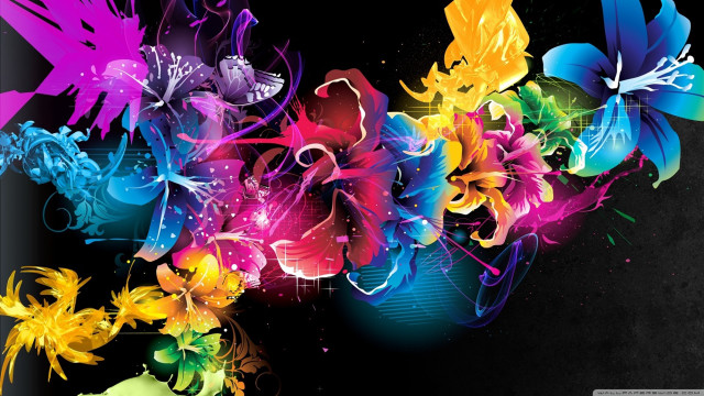 Colorful flower background black white free wallpaper - medium preview image