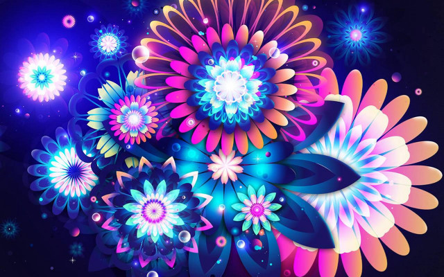 Colorful flower petals black background free wallpaper - medium preview image