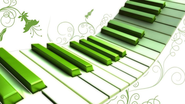 Green piano floral ecological bamboo free wallpaper - medium preview image