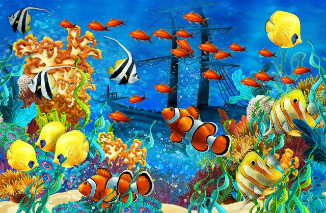 Sea life scene fish corals #2 free wallpaper - medium preview image