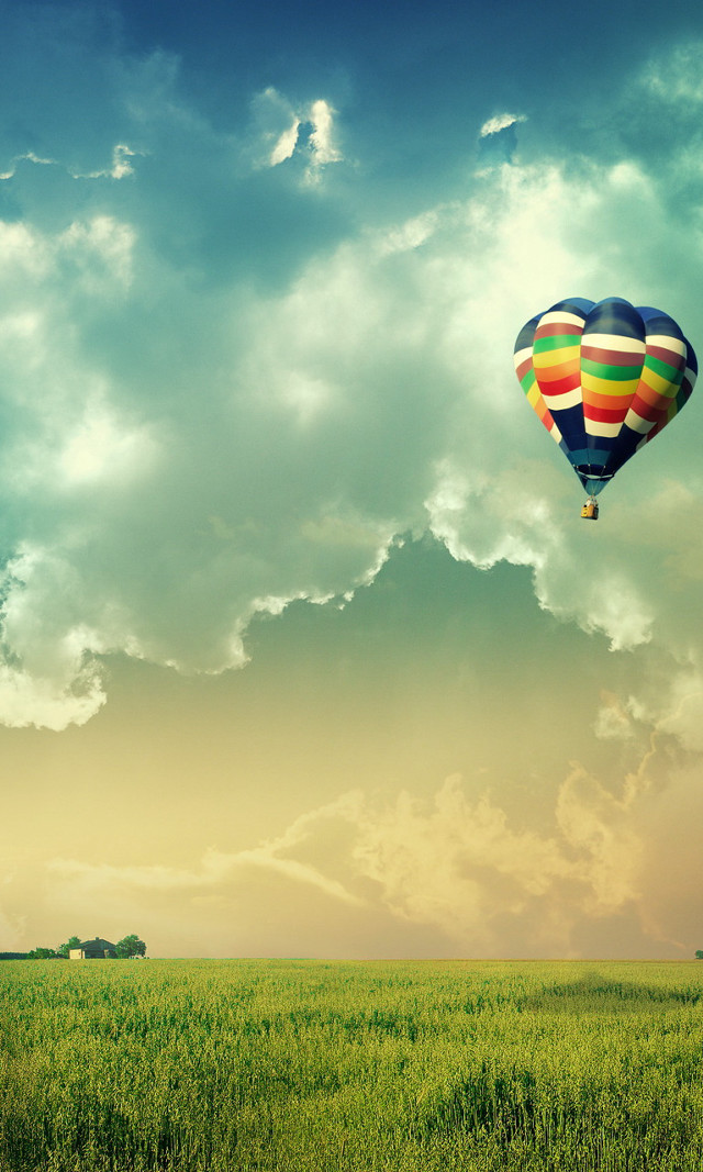 Hot air balloon cloudy sky free wallpaper - medium preview image