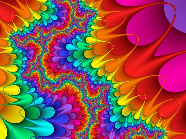 Colorful psychedelic flower mandelbrot blue free wallpaper - medium preview image