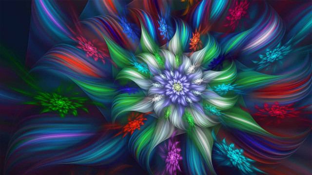 Colorful blue flower multicolored petals free wallpaper - medium preview image