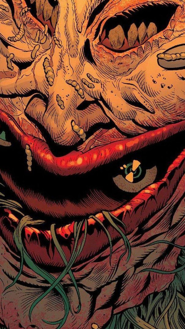 Creepy face closeup green red free wallpaper - medium preview image