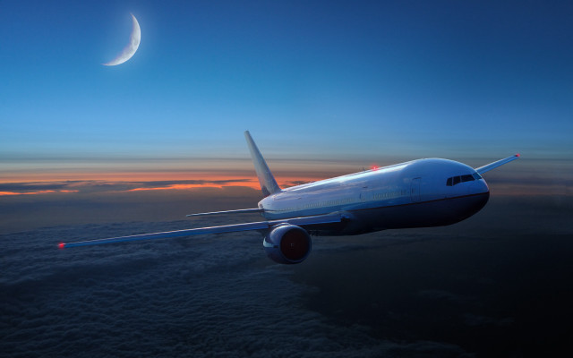 Plane flying sky crescent background free wallpaper - medium preview image