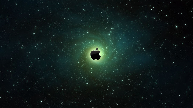 Apple logo space stars green #2 free wallpaper - medium preview image