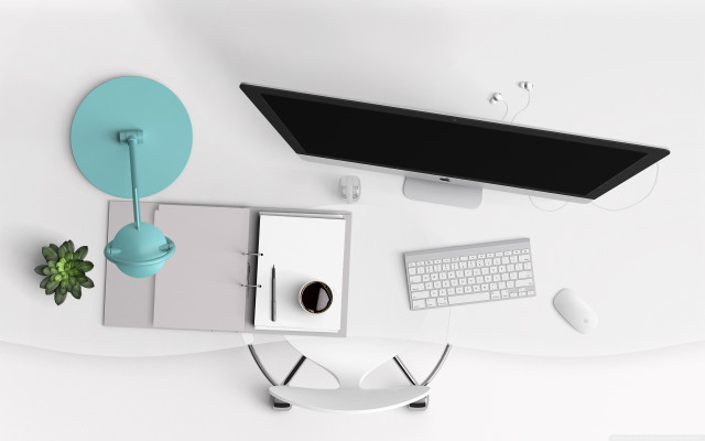 Computer desk monitor keyboard mouse free wallpaper - medium preview image
