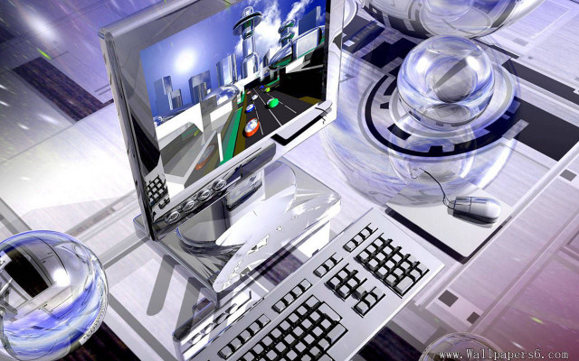 Computer monitor desk keyboard mouse free wallpaper - medium preview image
