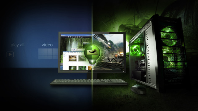 Computer monitor keyboard green background free wallpaper - medium preview image