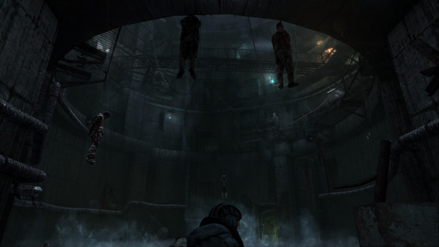 Dark room people hanging ceiling free wallpaper - medium preview image