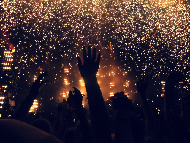 Fireworks crowd concert night city free wallpaper - medium preview image