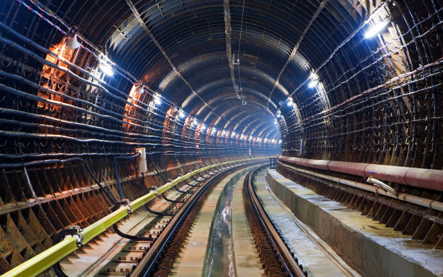 Train track tunnel skylight cityscape free wallpaper - medium preview image