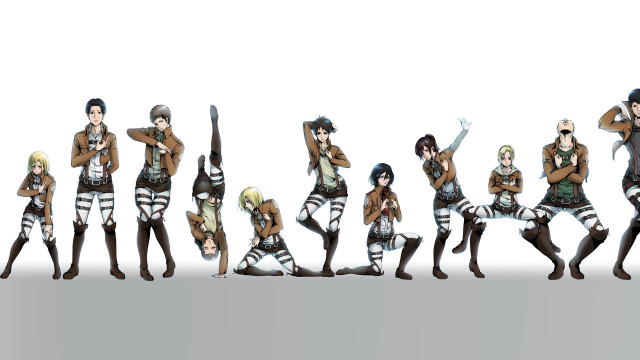 Anime characters group arms up #2 free wallpaper - medium preview image