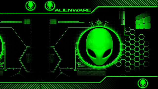 Green alien black background hexagons free wallpaper - medium preview image