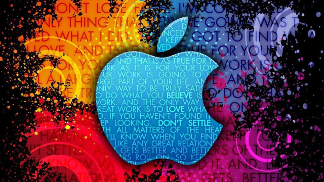 Apple logo colorful spraypaint black #2 free wallpaper - medium preview image