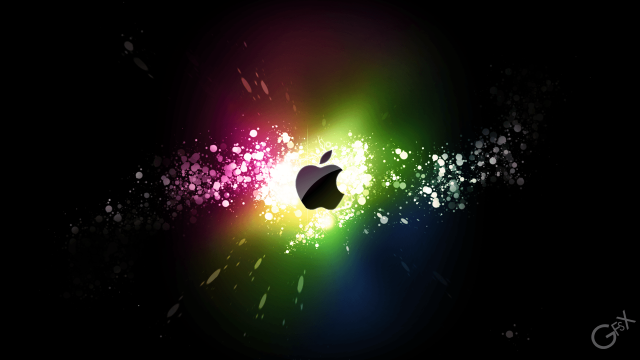Colorful apple holography night silhouette free wallpaper - medium preview image