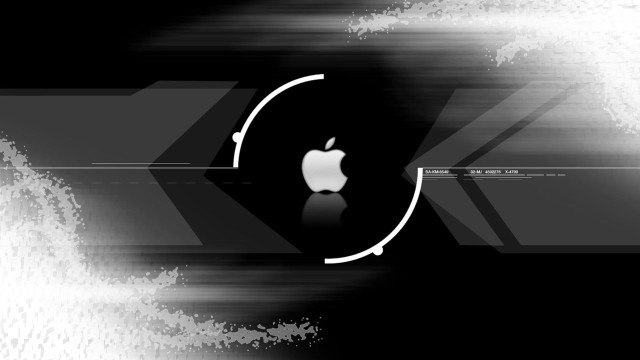 Apple logo black background white free wallpaper - medium preview image