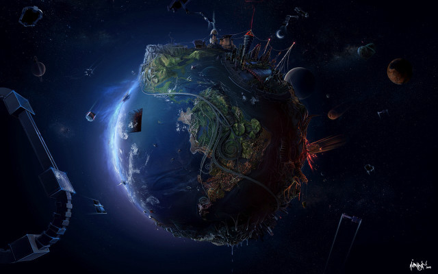 Planet satellite system background foreground #3 free wallpaper - medium preview image
