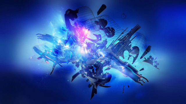 Futuristic city blue background graphic free wallpaper - medium preview image