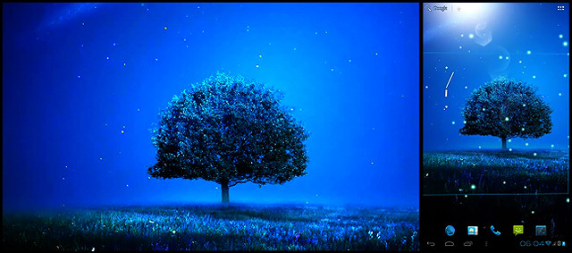 Tree field full moon sky free wallpaper - medium preview image