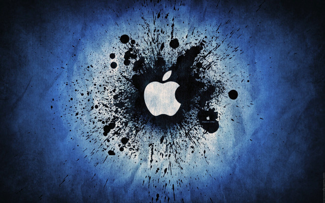 Apple artistic blue background black free wallpaper - medium preview image
