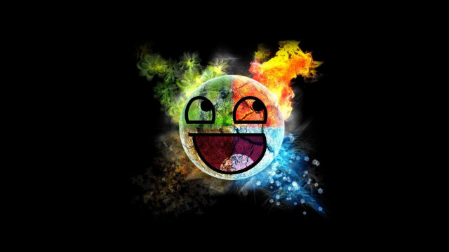 Smiley fire eyes black background free wallpaper - medium preview image