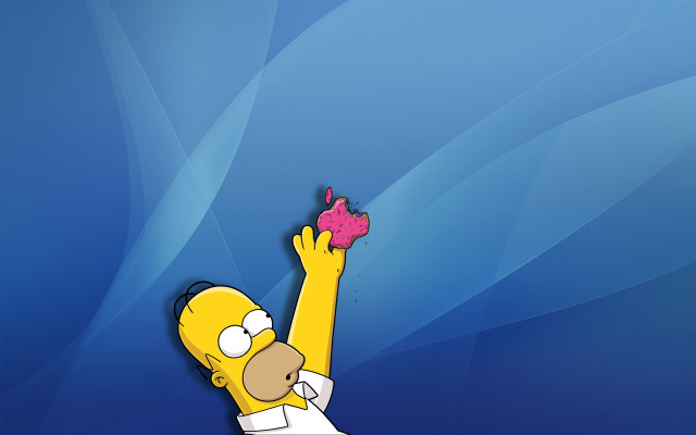 Cartoon character pink donut blue free wallpaper - medium preview image