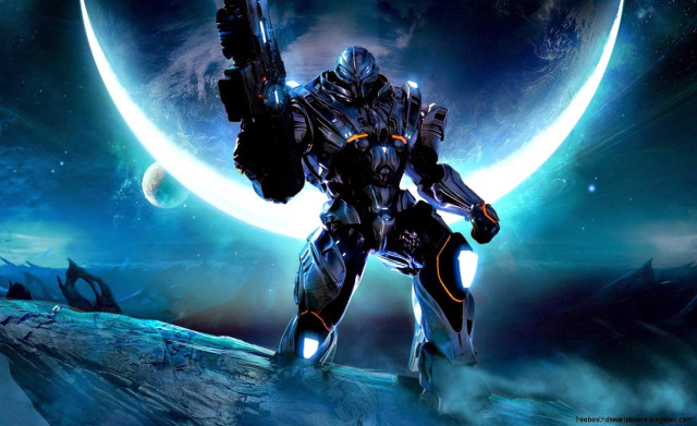 Sci fi robot gun moon free wallpaper - medium preview image