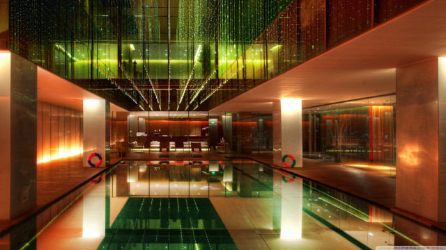 Indoor swimming pool green red free wallpaper - medium preview image