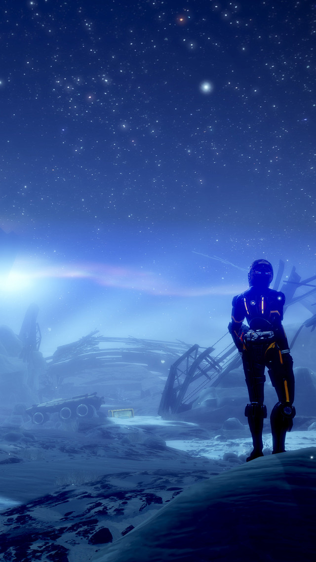 Man snow space station blue free wallpaper - medium preview image