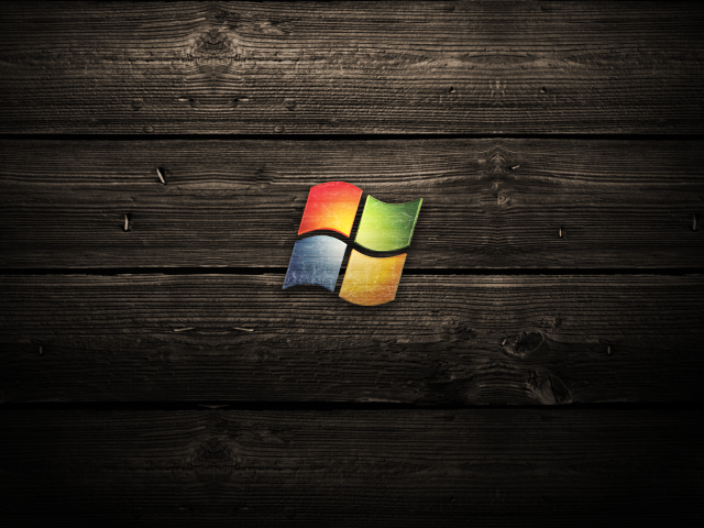 Windows logo wooden surface dark free wallpaper - medium preview image