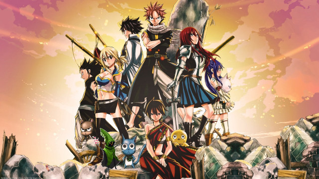 Anime characters mountain swords sky free wallpaper - medium preview image