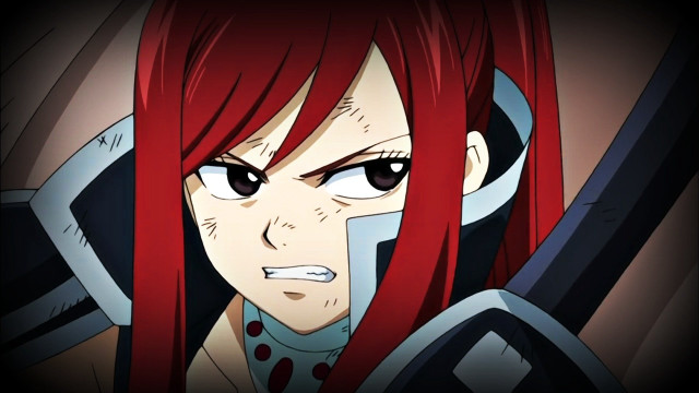Anime red hair sword black free wallpaper - medium preview image