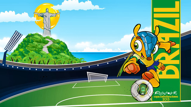 Cartoon character playing soccer field free wallpaper - medium preview image