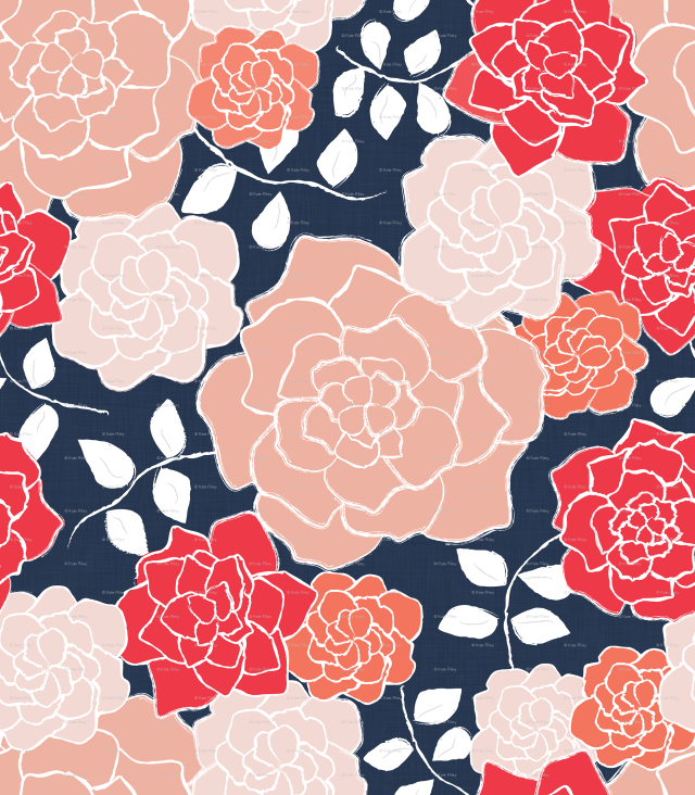 Flower pattern black background pink free wallpaper - medium preview image