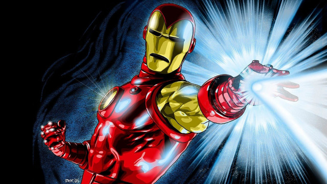 Cartoon man red suit lightsaber free wallpaper - medium preview image