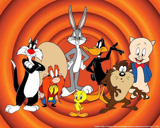 Cartoon characters circle group center free wallpaper - medium preview image