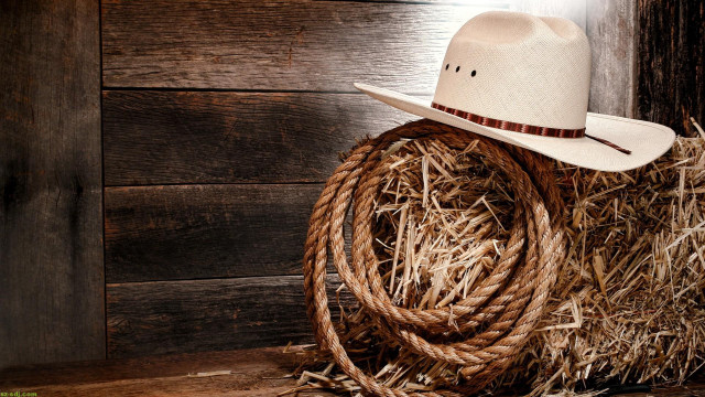 Cowboy hat rope wooden floor #2 free wallpaper - medium preview image