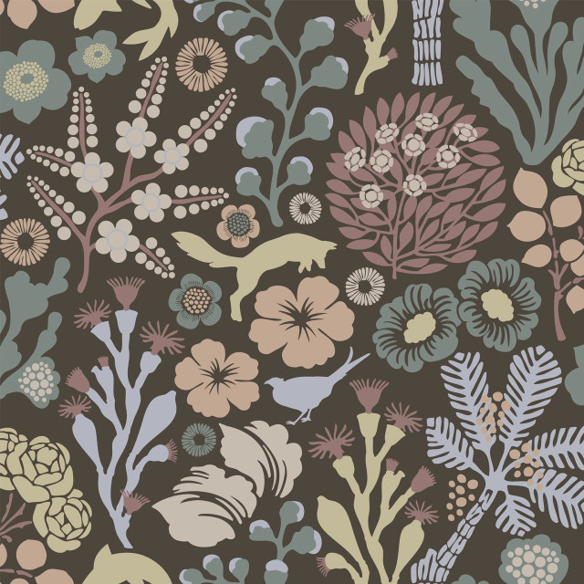 Brown blue floral pattern flowers free wallpaper - medium preview image
