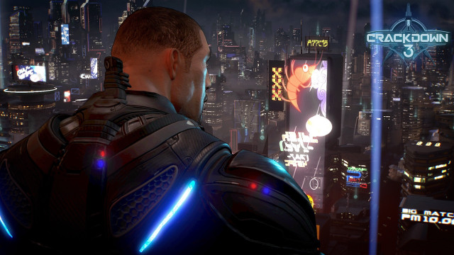 Futuristic man night city neon free wallpaper - medium preview image