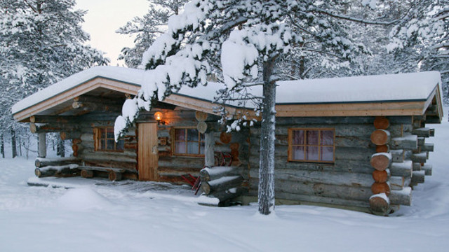 Log cabin snow snowboard tree free wallpaper - medium preview image