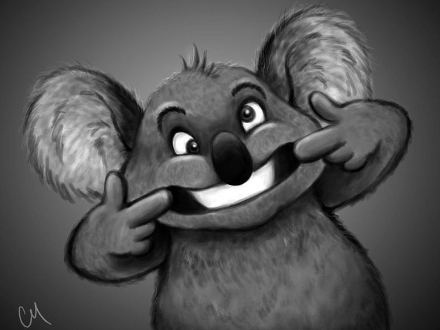 Cartoon koala finger mouth open free wallpaper - medium preview image