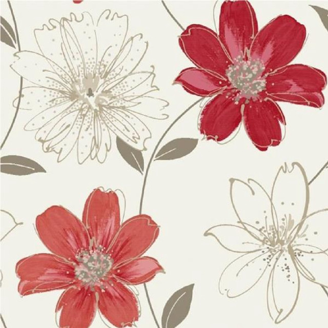 Red white flower pattern floral free wallpaper - medium preview image