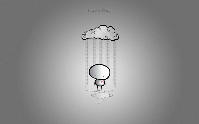 Cartoon character sad under rain free wallpaper - medium preview image