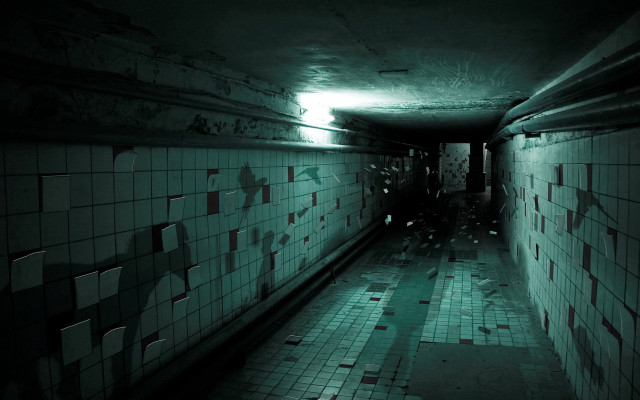 Dark hallway tile floors lit #2 free wallpaper - medium preview image