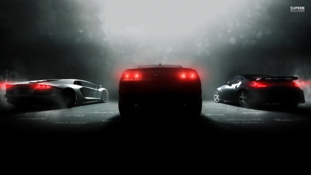 Three cars dark room fog free wallpaper - medium preview image